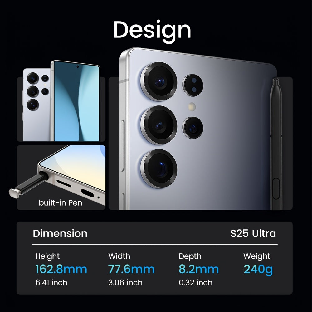 Global Vision S25 Ultra Smartphone 5G Android 12 8GB RAM 512GB ROM 6.8 Inch Phone 1920x1080HD 24+48MP 4 5G Network Mobile Phones