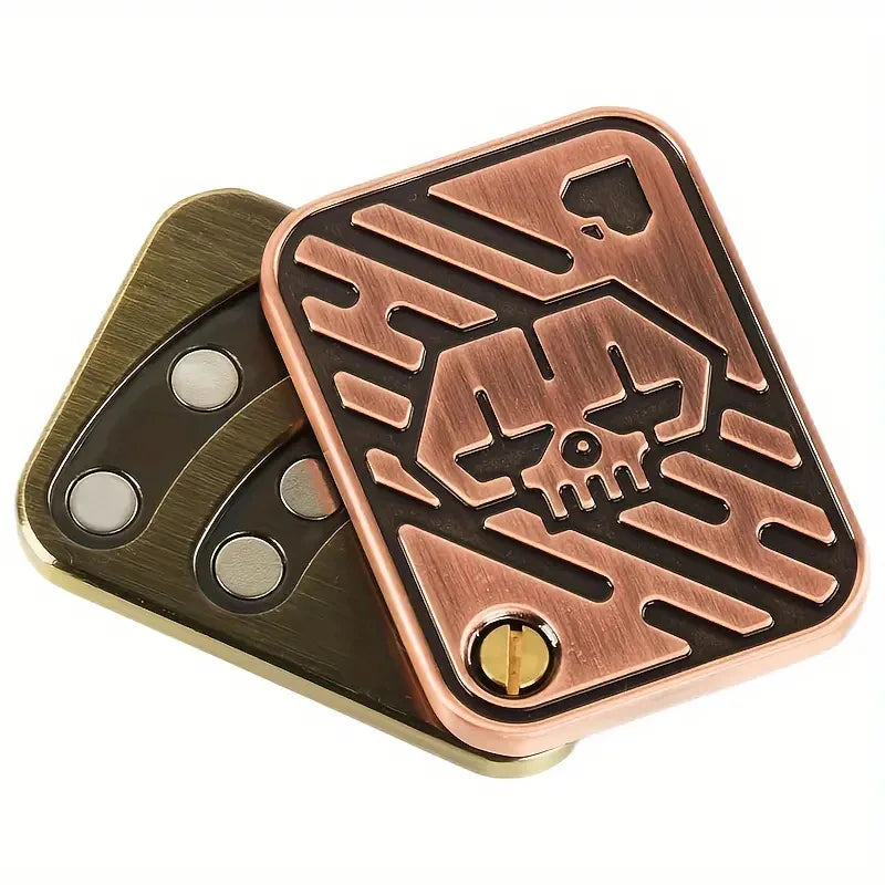 💀 Metal Skull Push Slider Stress Relief Toy – Anti Stress EDC Top Spinning Poker Toy