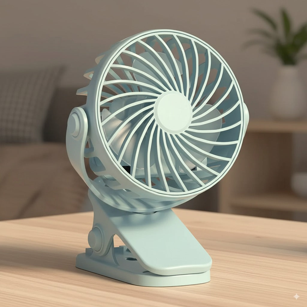 🌬️✨ USB Clip Fan 360° Rotatable with 3 Speeds & Night Light