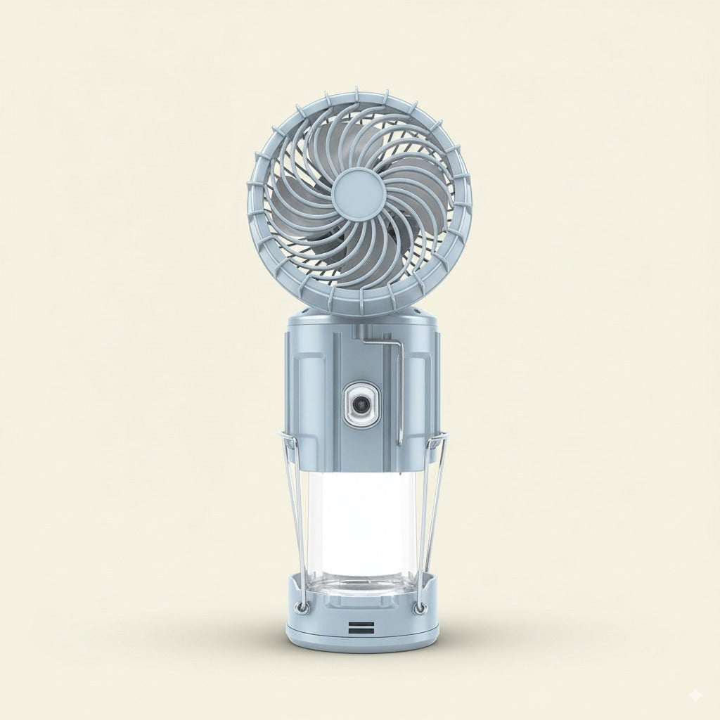 ☀️🌬️ 4-in-1 Solar Rechargeable Fan & Camping Night Light with Power Bank