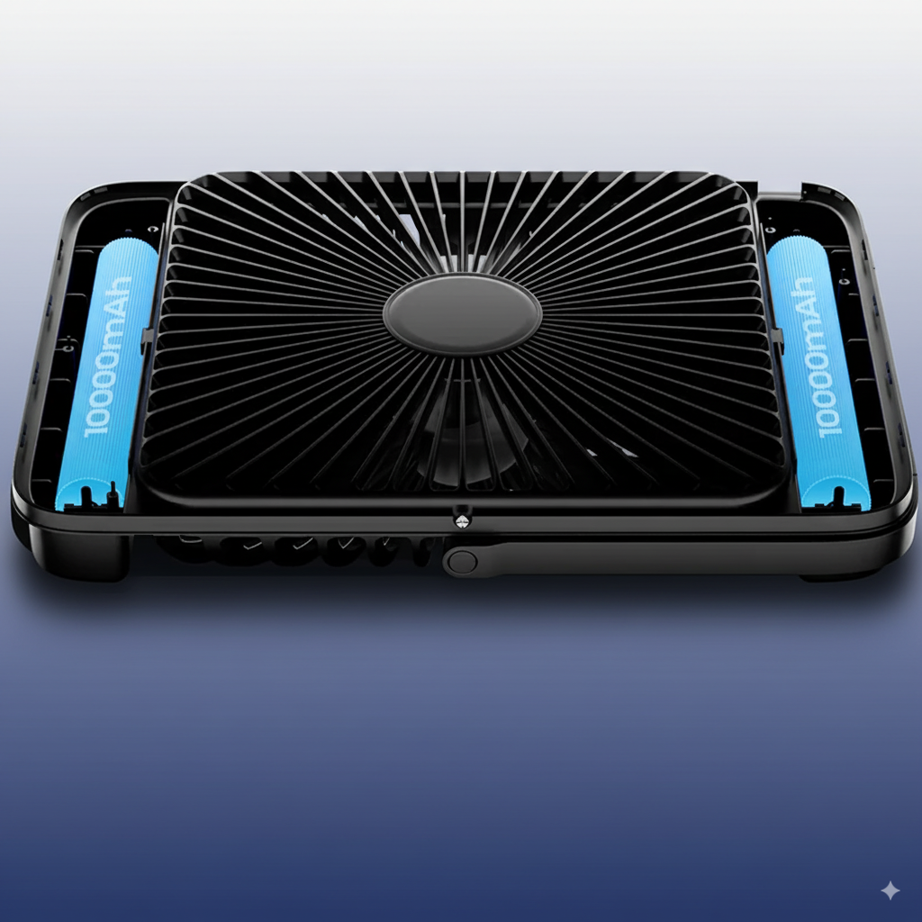🌬️ Warmco D4 Portable Rechargeable Fan – 20000mAh Battery, 4 Speeds, Ultra-Quiet, LED Light