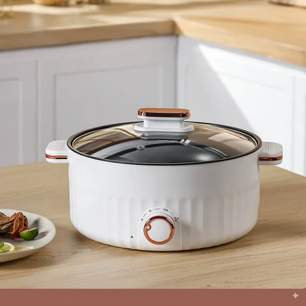 🍲 Portable Electric Multifunctional Cooker – Double Layer Hot Pot ⚡