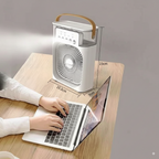 💨3-in-1 Mini Air Cooler, Fan & Humidifier with LED Night Light – Portable, USB Powered, Low-Noise