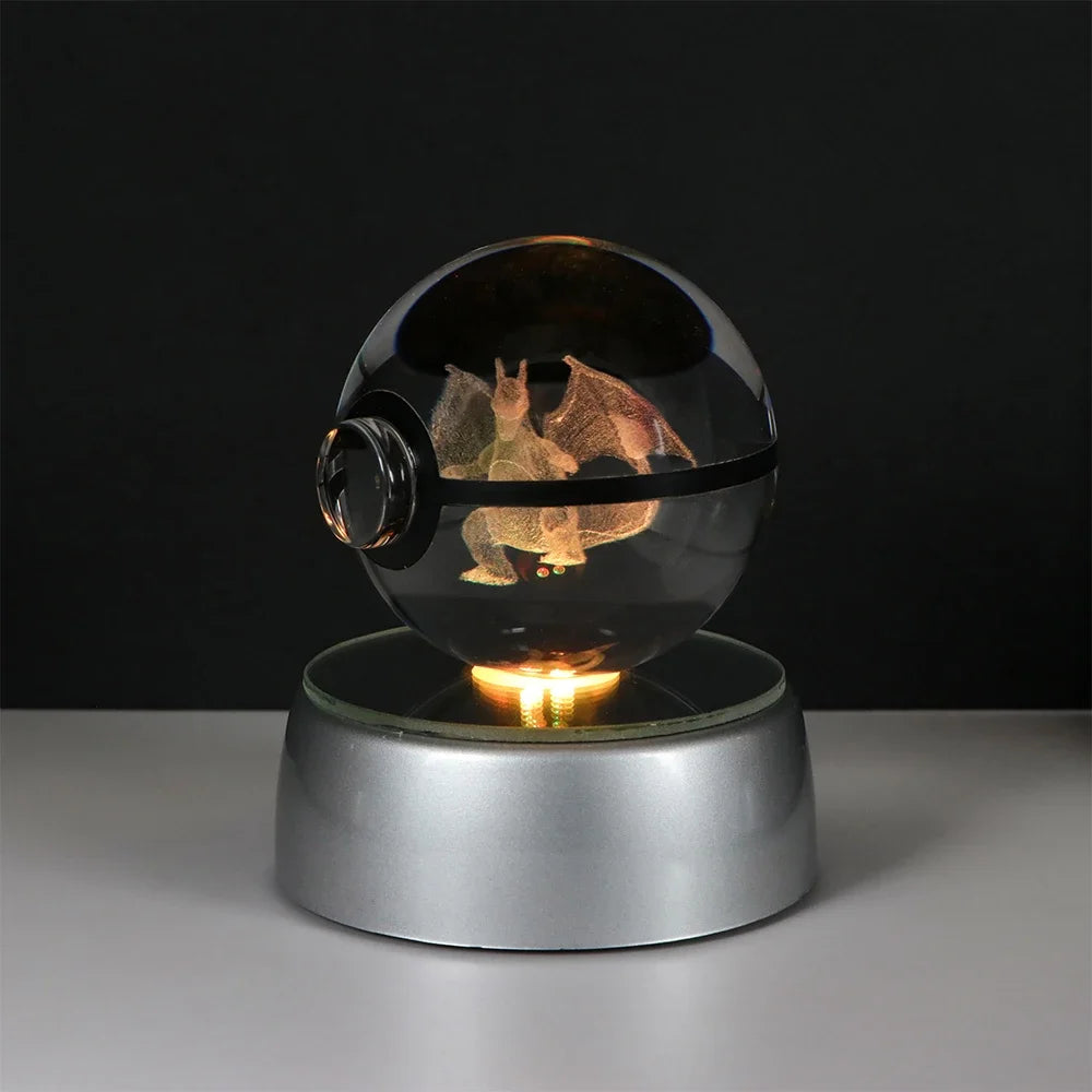 🪐 Pokémon 3D Crystal Ball LED Night Light – Pikachu, Gengar, Eevee & Mewtwo