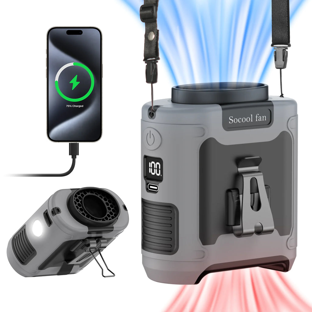 🌀 Socool Portable Waist Fan – 5-in-1 Multifunctional Rechargeable Cooling Fan with 10000mAh Battery