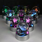 🪐 Pokémon 3D Crystal Ball LED Night Light – Pikachu, Gengar, Eevee & Mewtwo