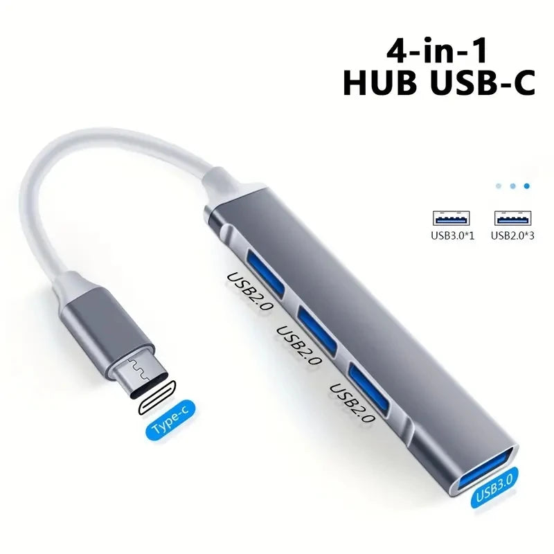 🔌 USB 3.0 Hub – 4 Ports High-Speed Data Splitter