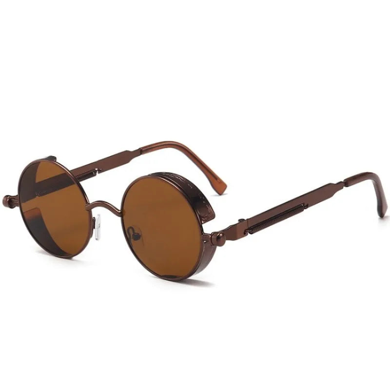 🕶️ Classic Steampunk Sunglasses – Retro Round Metal Frame for Men & Women