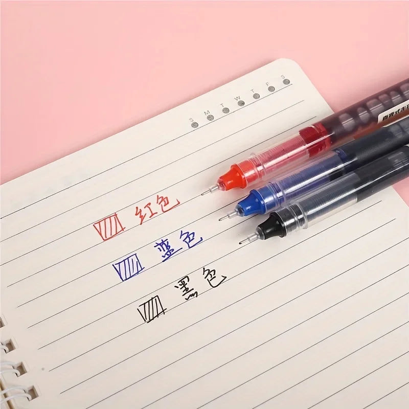 🖊️ 10Pcs/Set High Quality Needle Type Gel Pens – Straight Liquid Ballpoint