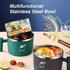 🍜 1000ml Stainless Steel Thermal Bowl with Phone Holder | Portable & Eco-Friendly
