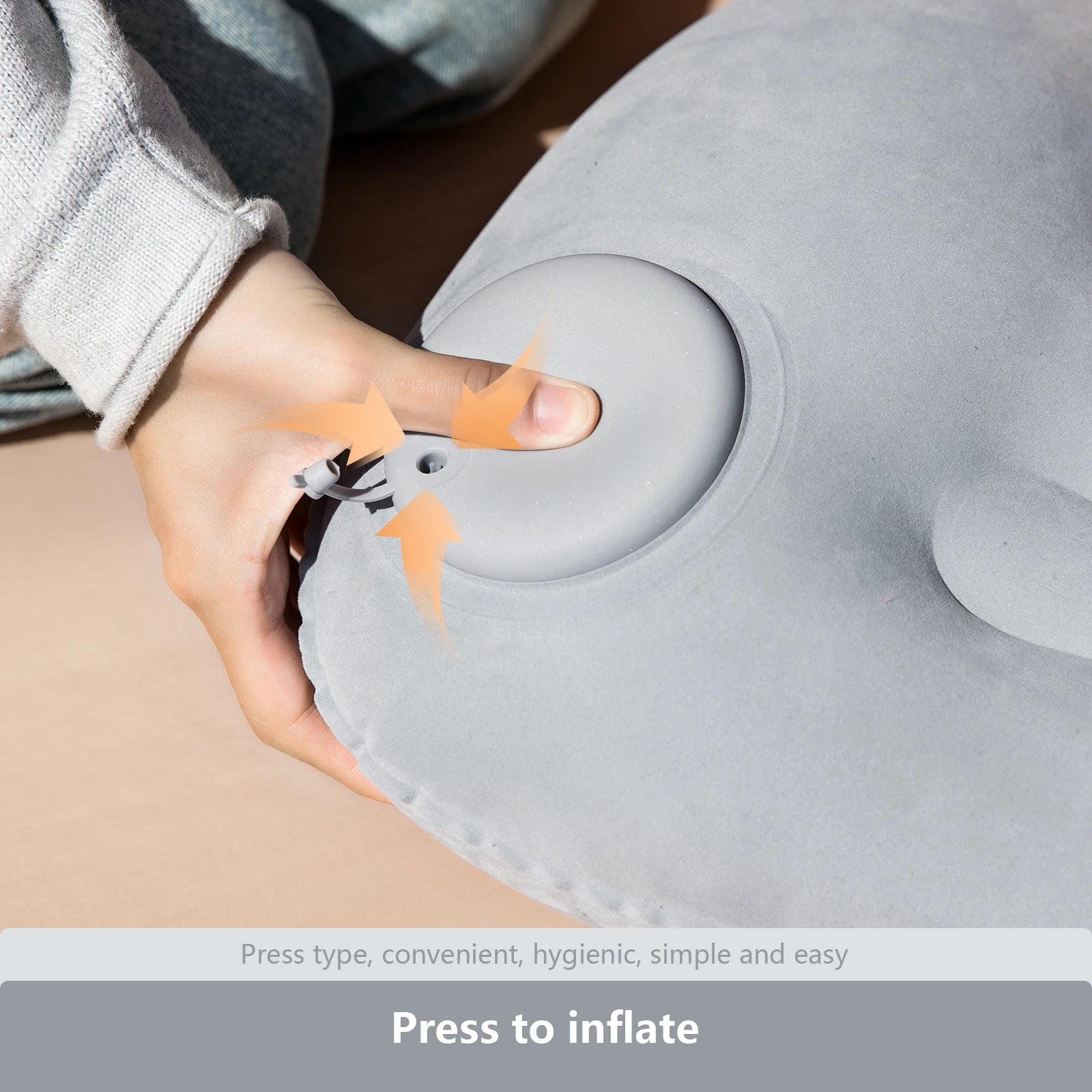 🛏️ BISINNA Inflatable Travel Pillow – Built-in Pump, Compact & Portable