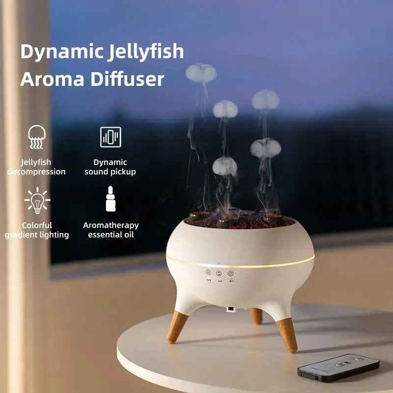 🌊 Dynamic Jellyfish Air Humidifier – 250ml Essential Oil Diffuser with Remote Control & 7-Color Night Lights