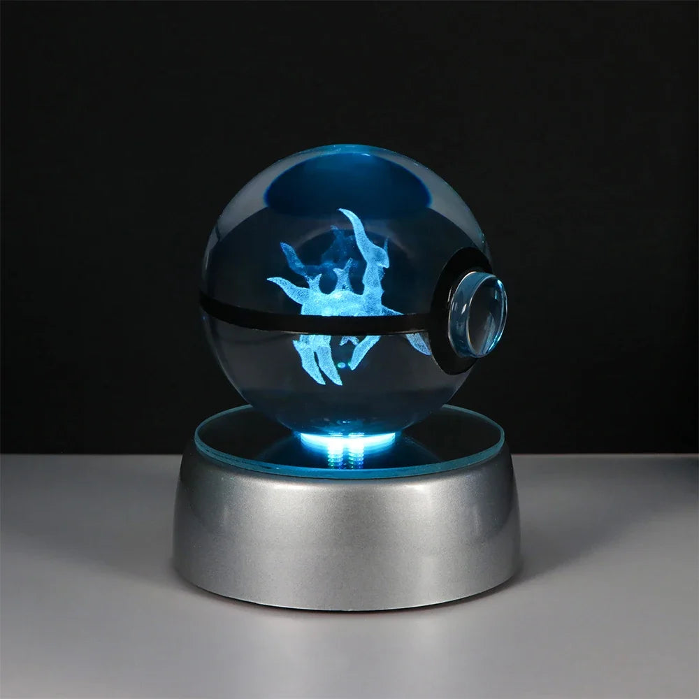 🪐 Pokémon 3D Crystal Ball LED Night Light – Pikachu, Gengar, Eevee & Mewtwo