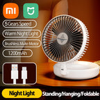 🌬️ Xiaomi 4-in-1 Multifunctional Portable Fan – Rechargeable Desktop & Wall-Mounted with Night Light