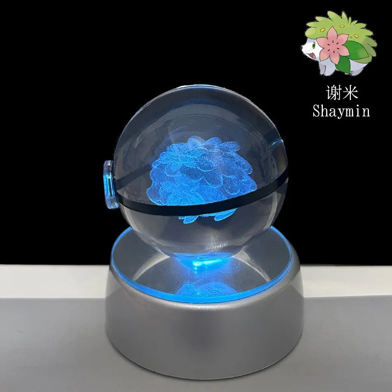 🪐 Pokémon 3D Crystal Ball LED Night Light – Pikachu, Gengar, Eevee & Mewtwo