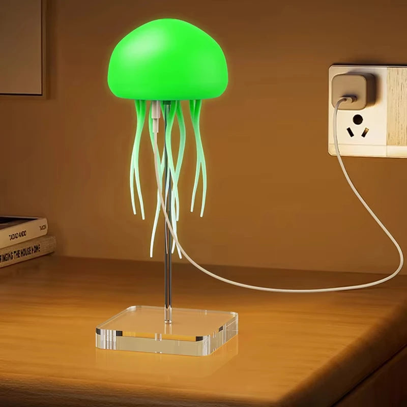 🐠 Jellyfish Cartoon LED Night Light – Cute Rotating RGB Bedside Lamp