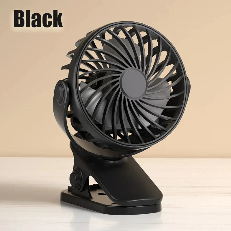 🌬️✨ USB Clip Fan 360° Rotatable with 3 Speeds & Night Light