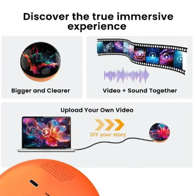 🌌 3D Crystal Ball with Video Projection – Artistic Desktop Decor & Collectible Gift
