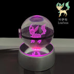 🪐 Pokémon 3D Crystal Ball LED Night Light – Pikachu, Gengar, Eevee & Mewtwo