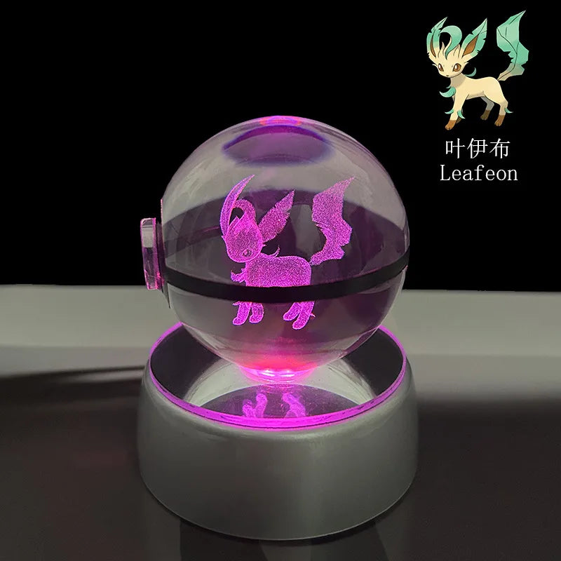 🪐 Pokémon 3D Crystal Ball LED Night Light – Pikachu, Gengar, Eevee & Mewtwo