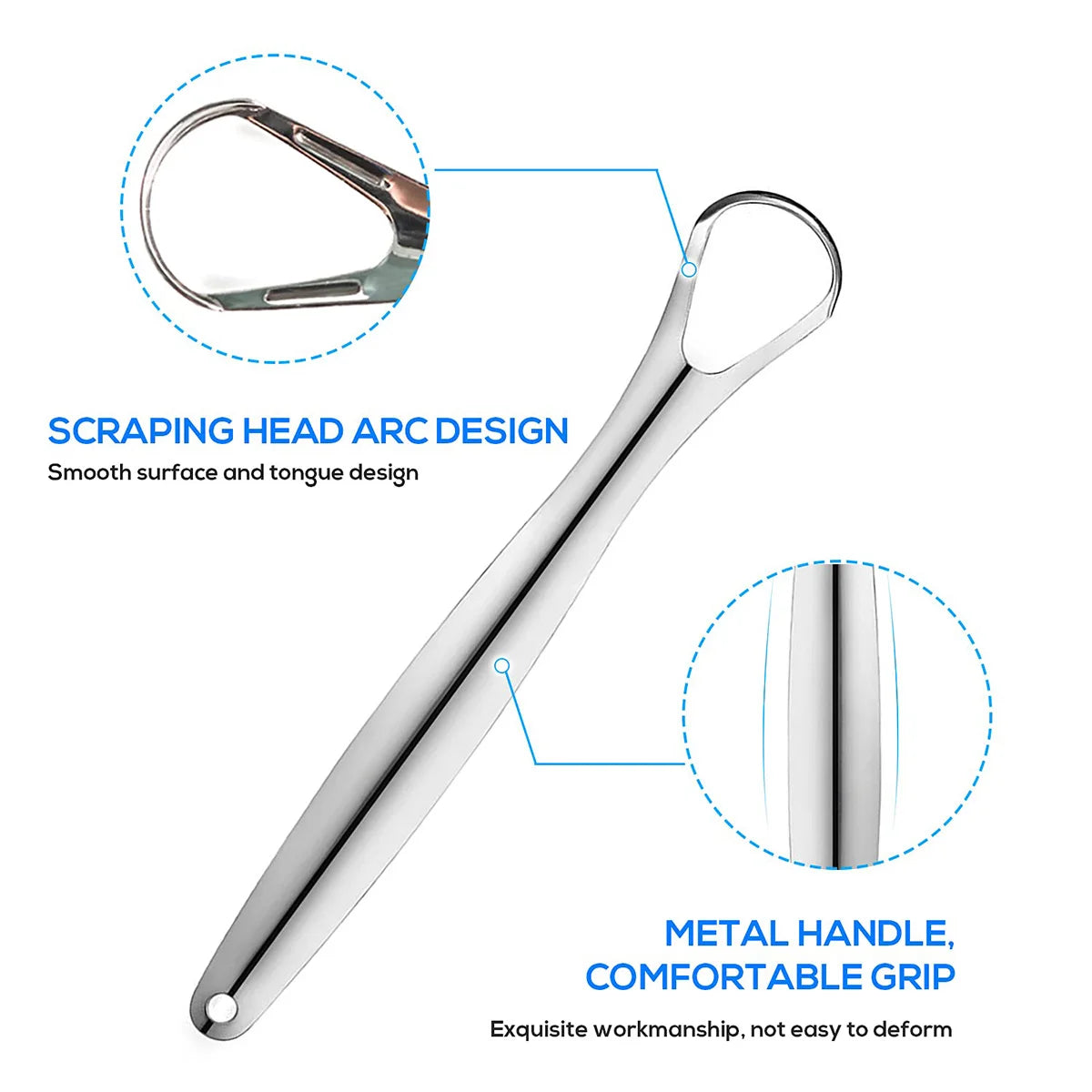👅 Premium Stainless Steel Tongue Scraper – Cleaner for Adults & Kids
