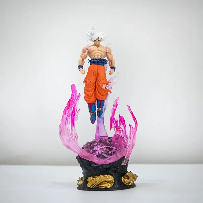 🌀 25cm Anime Dragon Ball Son Goku Action Figure – Ultra Instinct Super Saiyan Light-Up Statue
