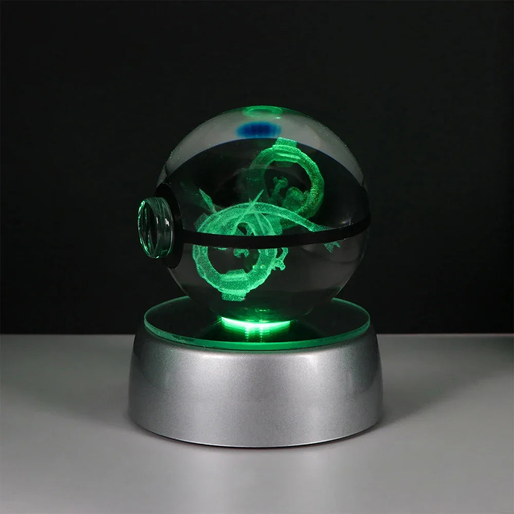 🪐 Pokémon 3D Crystal Ball LED Night Light – Pikachu, Gengar, Eevee & Mewtwo