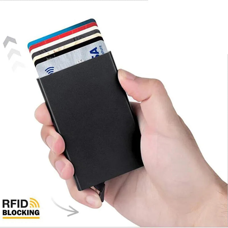 💳 RFID Smart Wallet – Slim & Minimalist Metal Card Holder for Men & Women