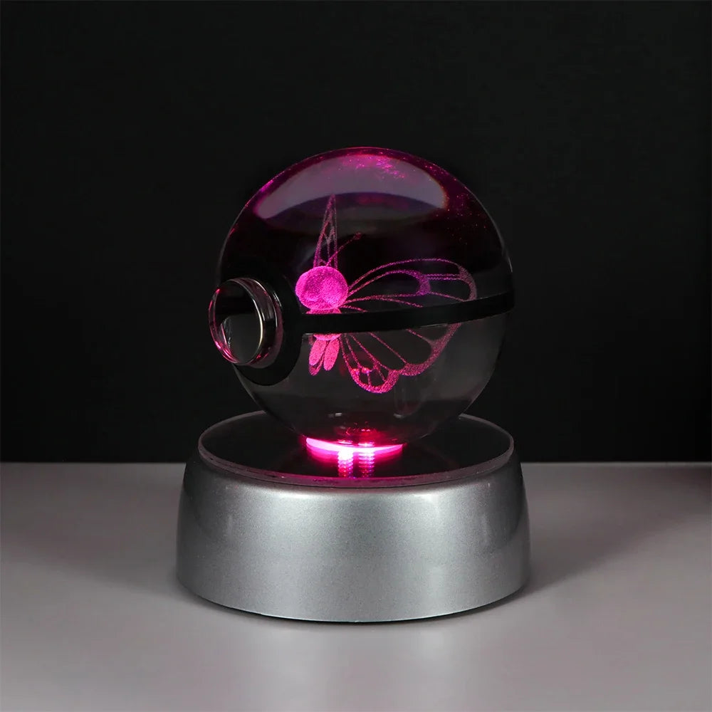 🪐 Pokémon 3D Crystal Ball LED Night Light – Pikachu, Gengar, Eevee & Mewtwo