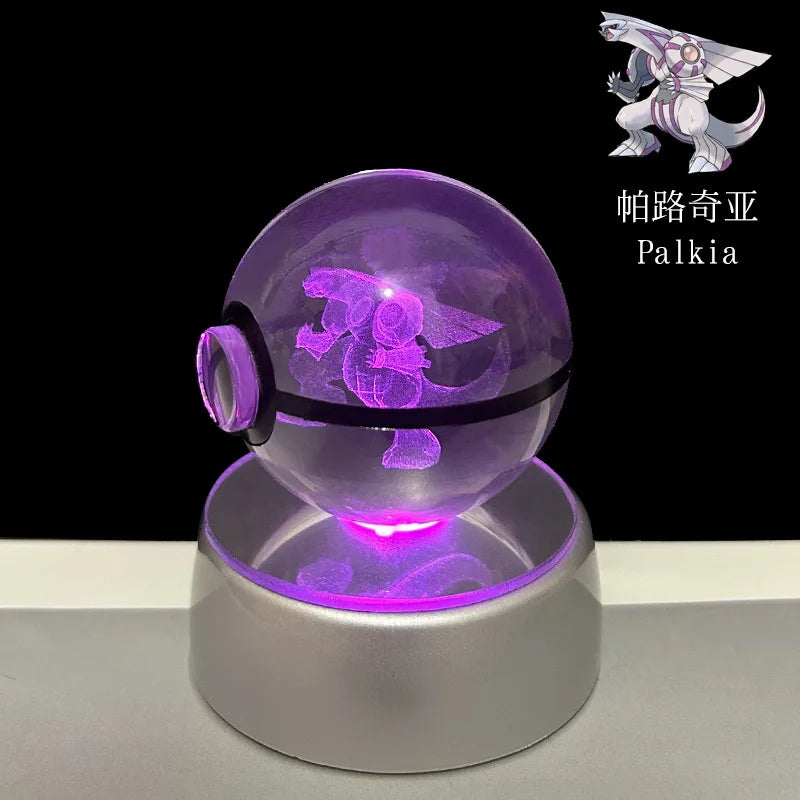 🪐 Pokémon 3D Crystal Ball LED Night Light – Pikachu, Gengar, Eevee & Mewtwo