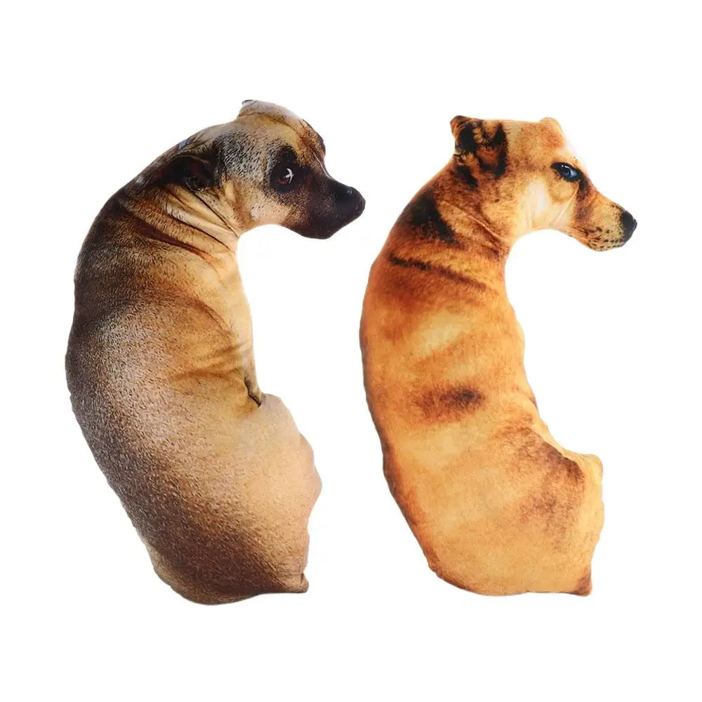 🐶 3D Lifelike Animal Cute Bend Dog Printed Throw Pillow – Funny Dog Head Cosplay Cushion for Kids and Home