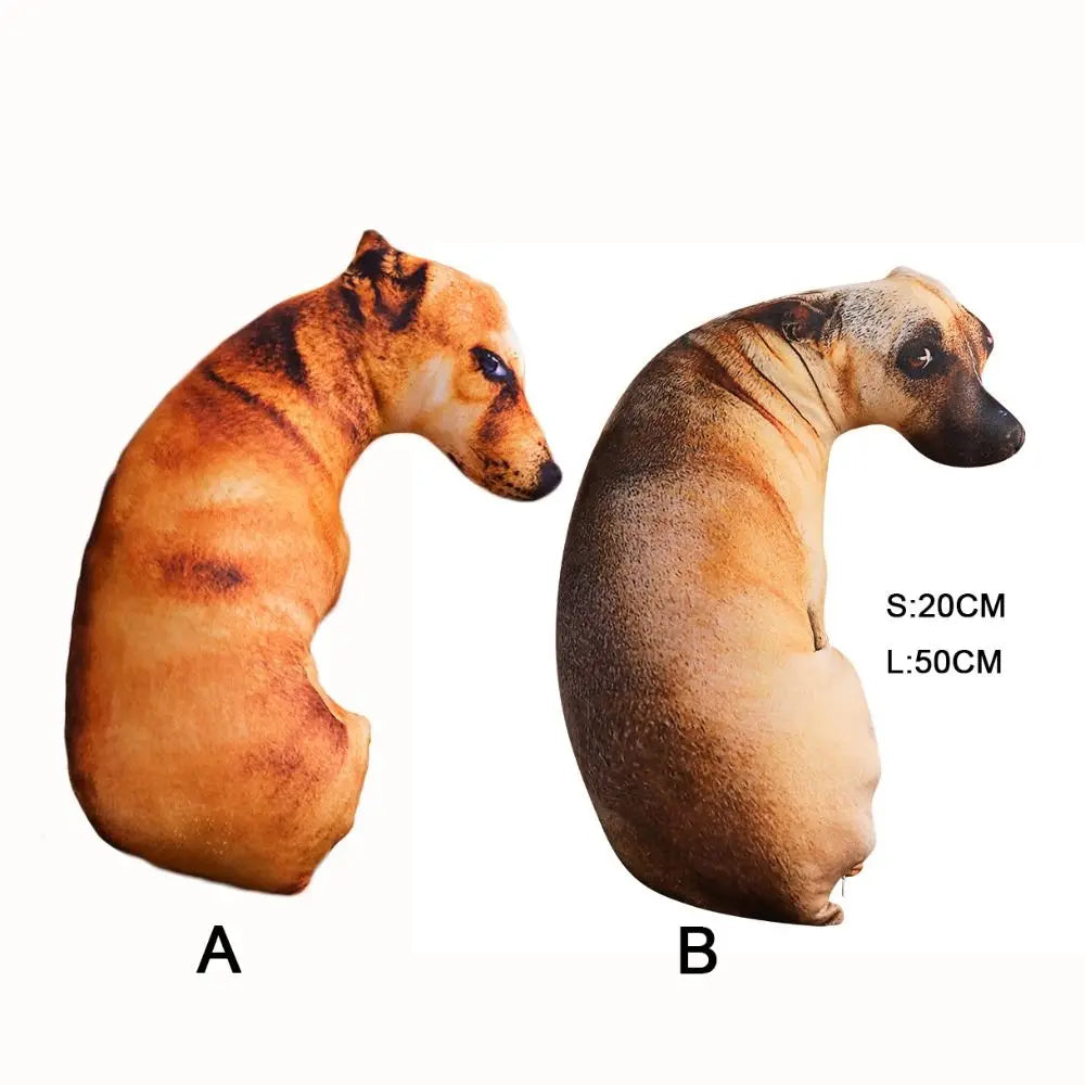 🐶 3D Lifelike Animal Cute Bend Dog Printed Throw Pillow – Funny Dog Head Cosplay Cushion for Kids and Home