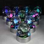 🪐 Pokémon 3D Crystal Ball LED Night Light – Pikachu, Gengar, Eevee & Mewtwo