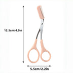 💗✂️ Pink Eyebrow Trimming Scissors with Built-In Comb – Stainless Steel Precise Grooming Tool