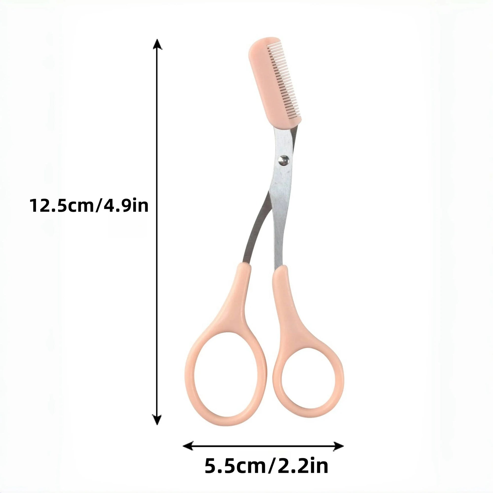 💗✂️ Pink Eyebrow Trimming Scissors with Built-In Comb – Stainless Steel Precise Grooming Tool
