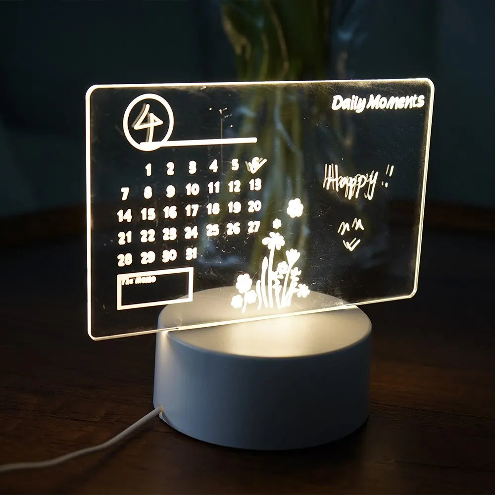 💡 Creative LED Note Board Night Light – USB Rewritable Message Board