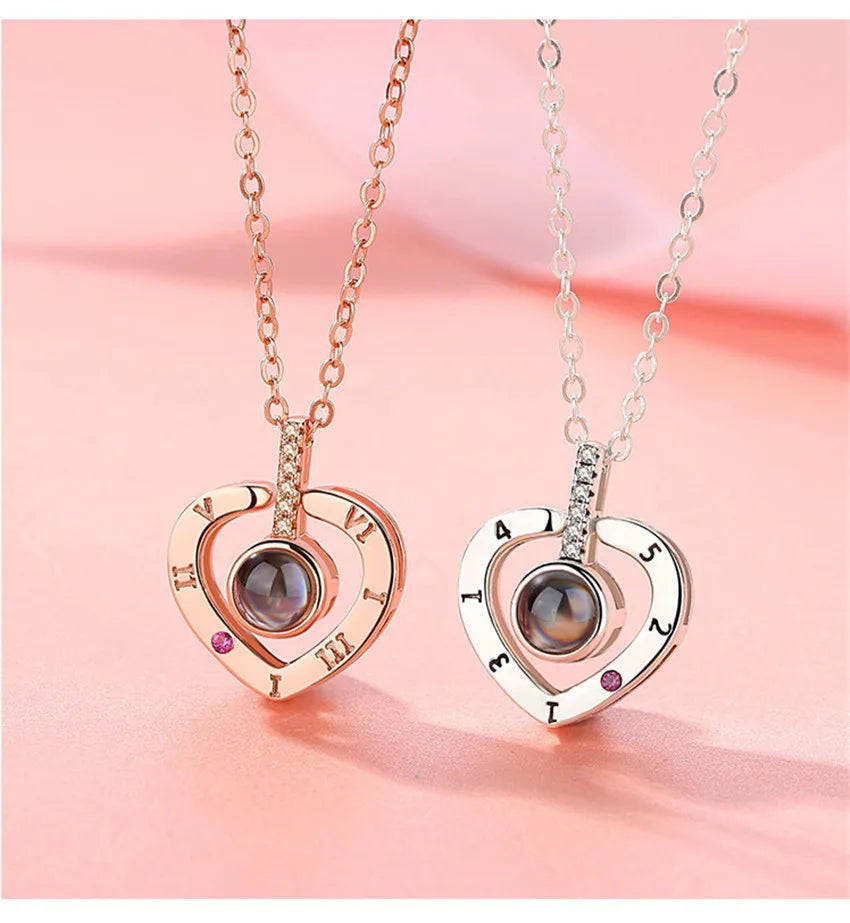 💖 Projection Necklace – 100 Languages "I Love You" Pendant