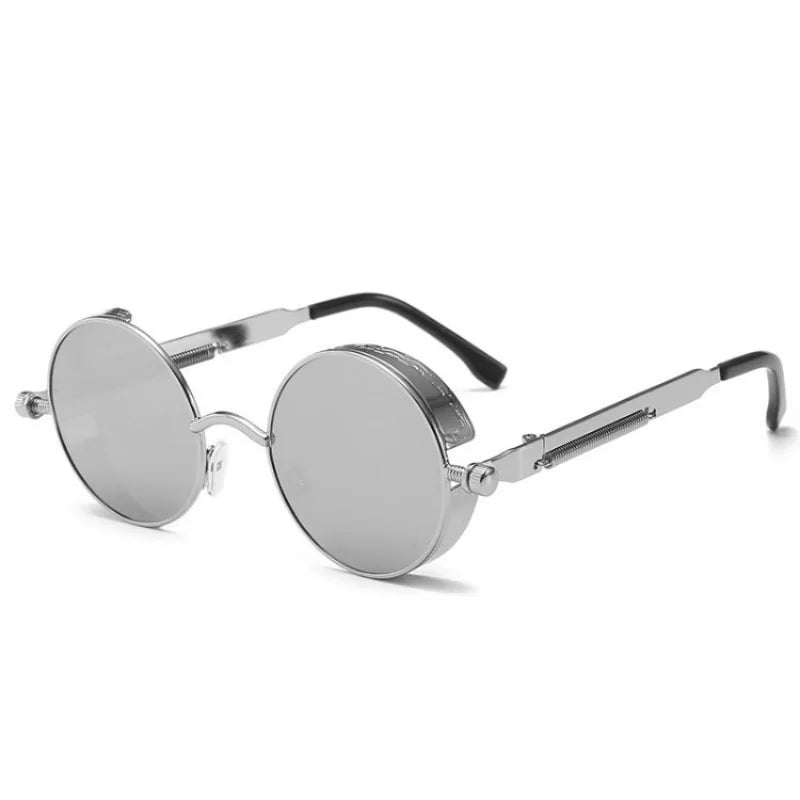 🕶️ Classic Steampunk Sunglasses – Retro Round Metal Frame for Men & Women