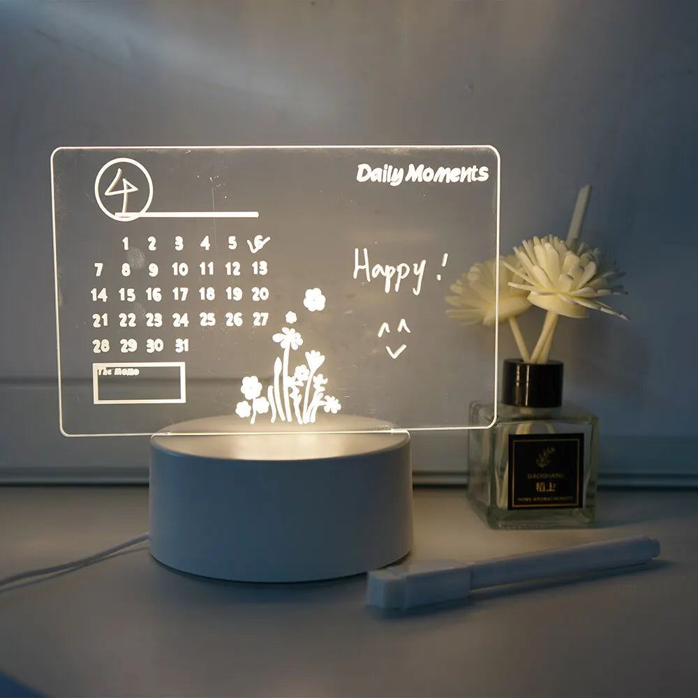 💡 Creative LED Note Board Night Light – USB Rewritable Message Board
