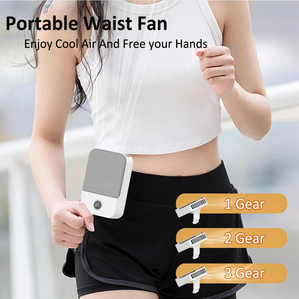 🌀 ❄️ 4-in-1 Portable Rechargeable Fan | Handheld, Neck, Waist & Desk