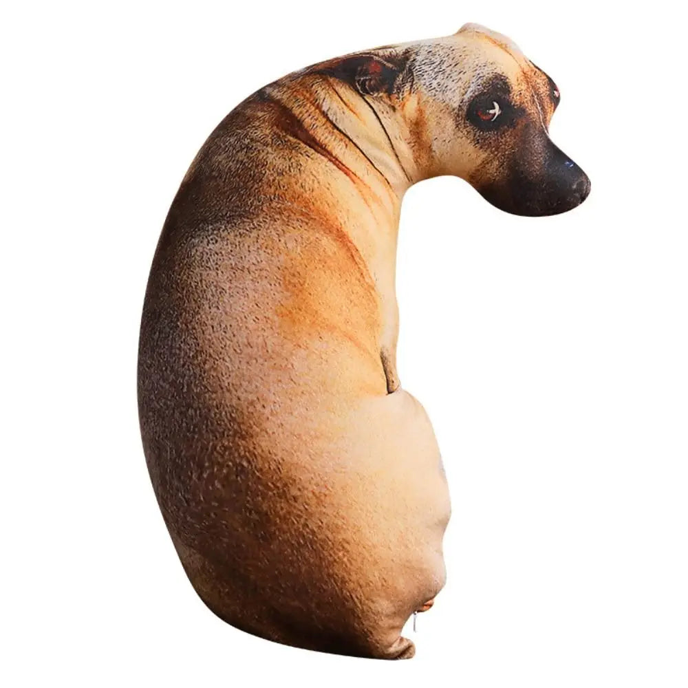 🐶 3D Lifelike Animal Cute Bend Dog Printed Throw Pillow – Funny Dog Head Cosplay Cushion for Kids and Home