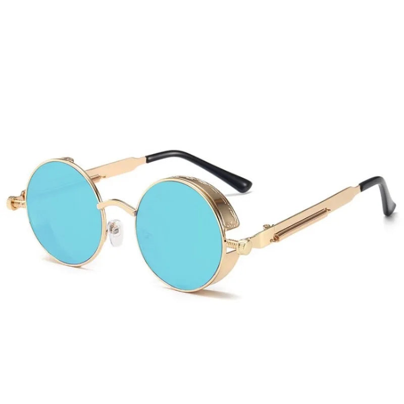 🕶️ Classic Steampunk Sunglasses – Retro Round Metal Frame for Men & Women