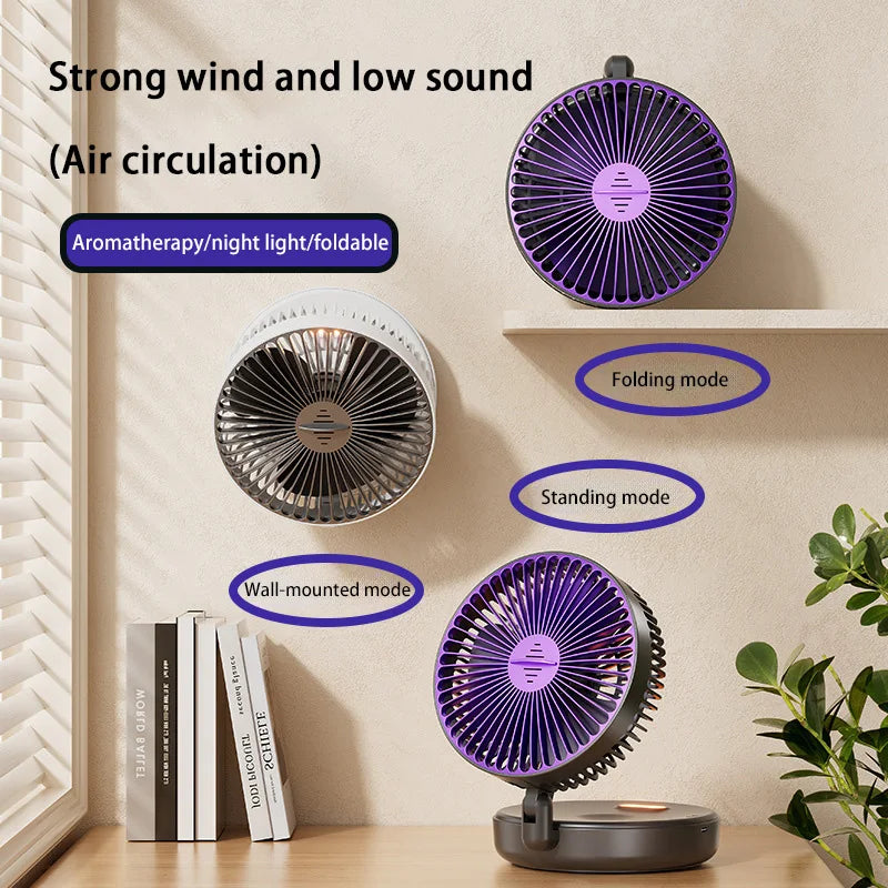 🌬️ Xiaomi 4-in-1 Multifunctional Portable Fan – Rechargeable Desktop & Wall-Mounted with Night Light