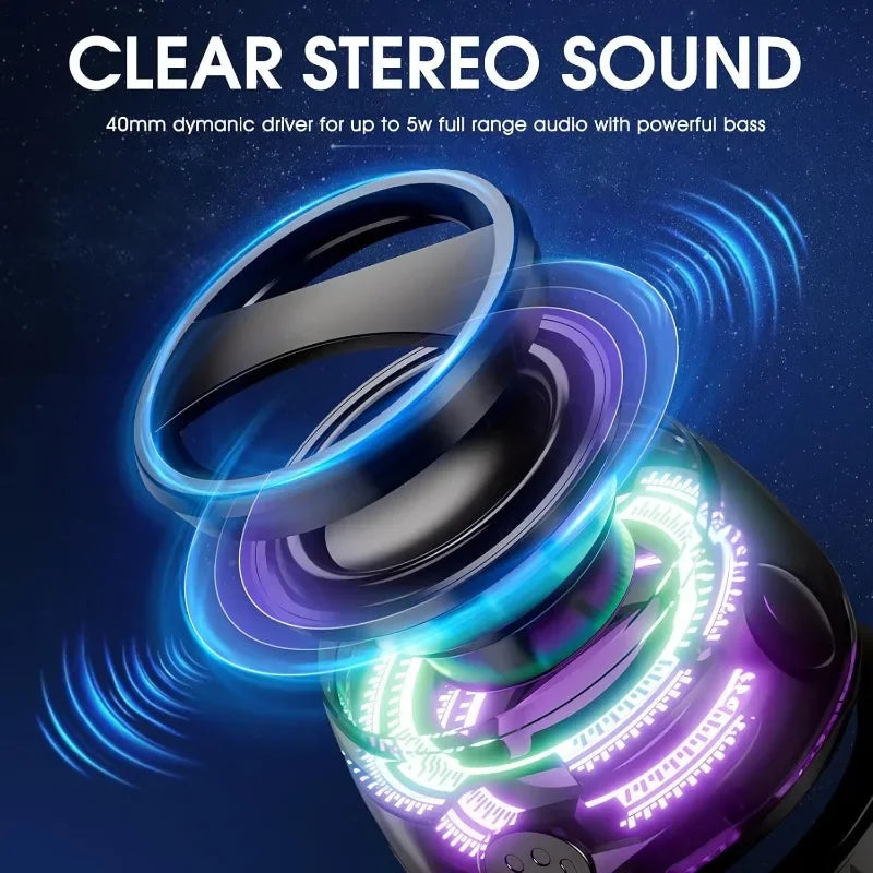 🔊 VIKEFON Mini Bluetooth Speaker 5.3 – Portable Wireless Speaker with RGB Lights & Magnetic Mount