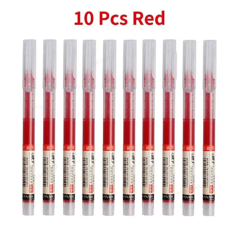🖊️ 10Pcs/Set High Quality Needle Type Gel Pens – Straight Liquid Ballpoint