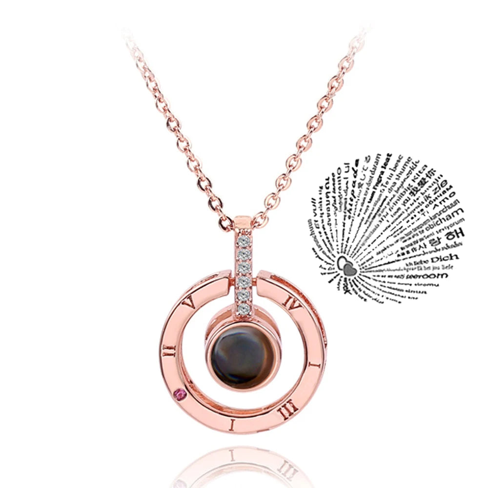 💖 Projection Necklace – 100 Languages "I Love You" Pendant