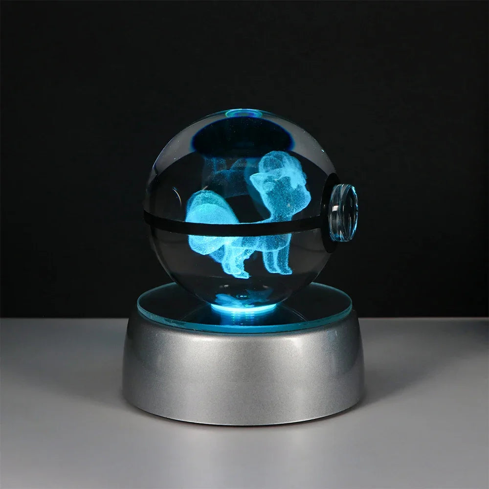 🪐 Pokémon 3D Crystal Ball LED Night Light – Pikachu, Gengar, Eevee & Mewtwo
