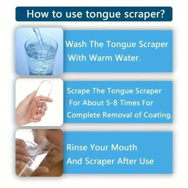 👅 Stainless Steel Tongue Scraper – U-Shaped for Fresh Breath