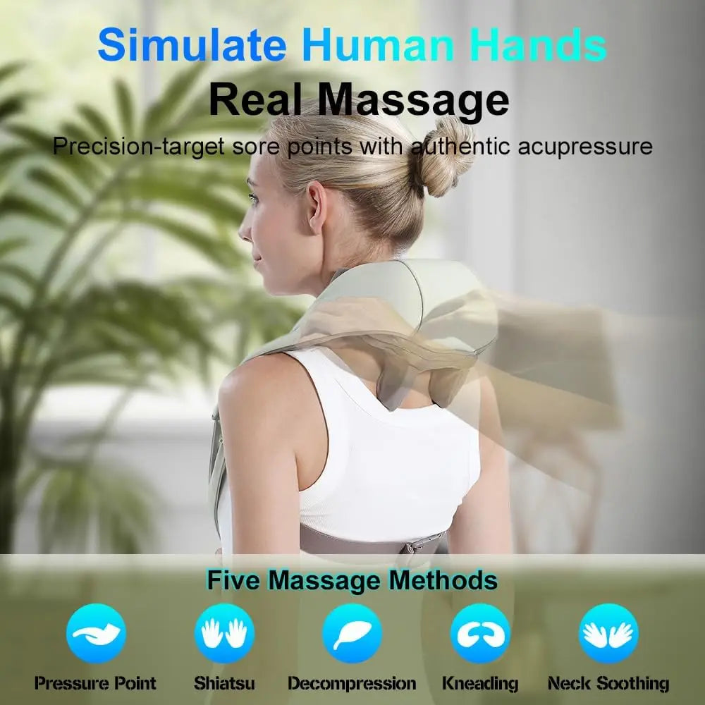 💆‍♀️ 20W Beige Neck & Shoulder Massager – Wireless Kneading Massage Shawl
