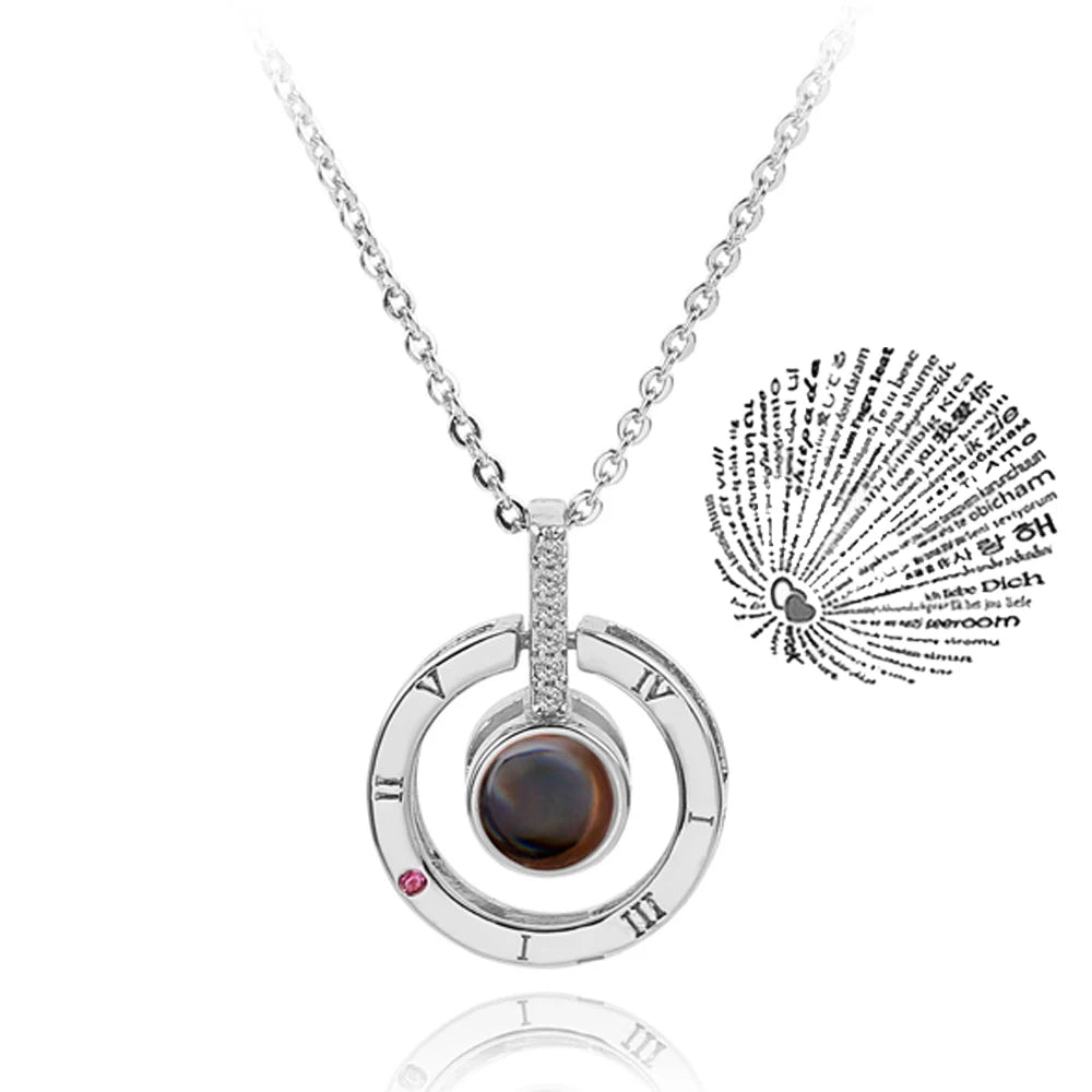 💖 Projection Necklace – 100 Languages "I Love You" Pendant